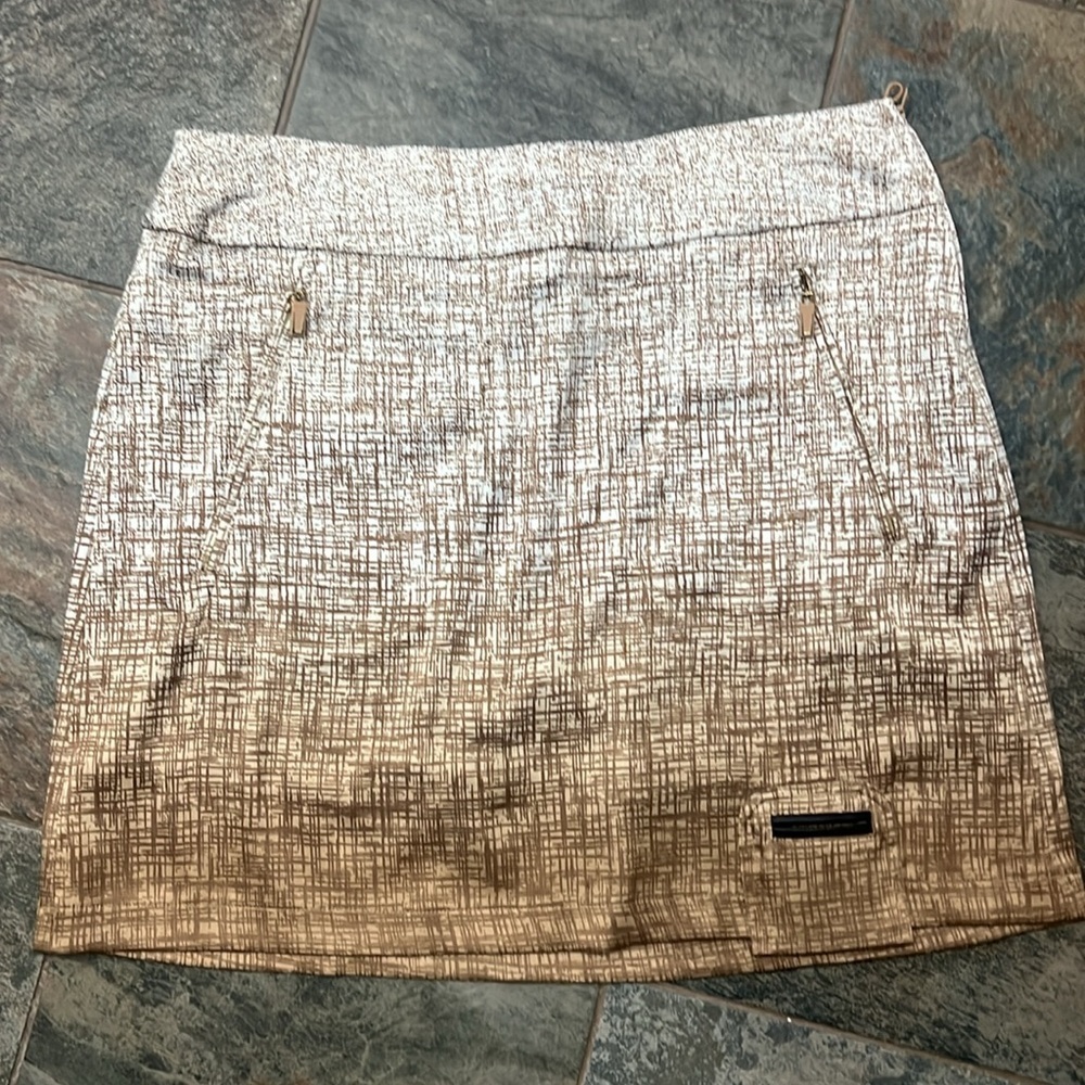 Jamie Sadock White Tan Mini Pencil Skirt Work